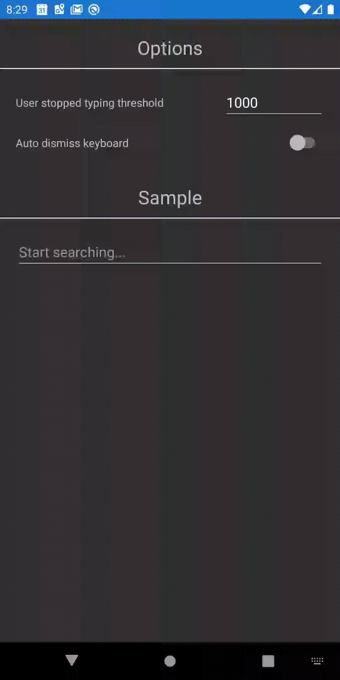 user stopped typing sample